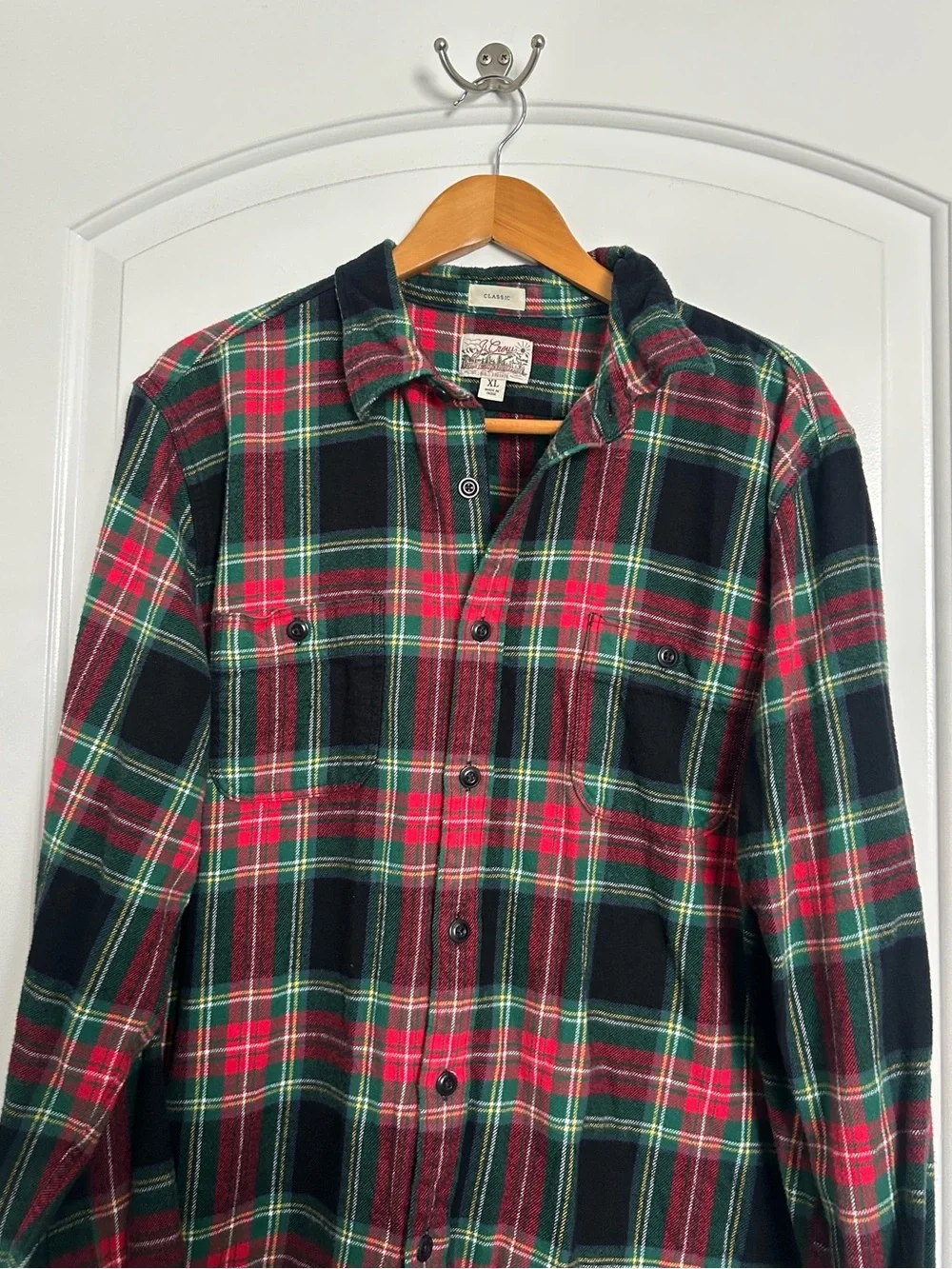 J. Crew Midweight Flannel Workshirt Plaid Size XL Preppy Fall Utility Minimalist